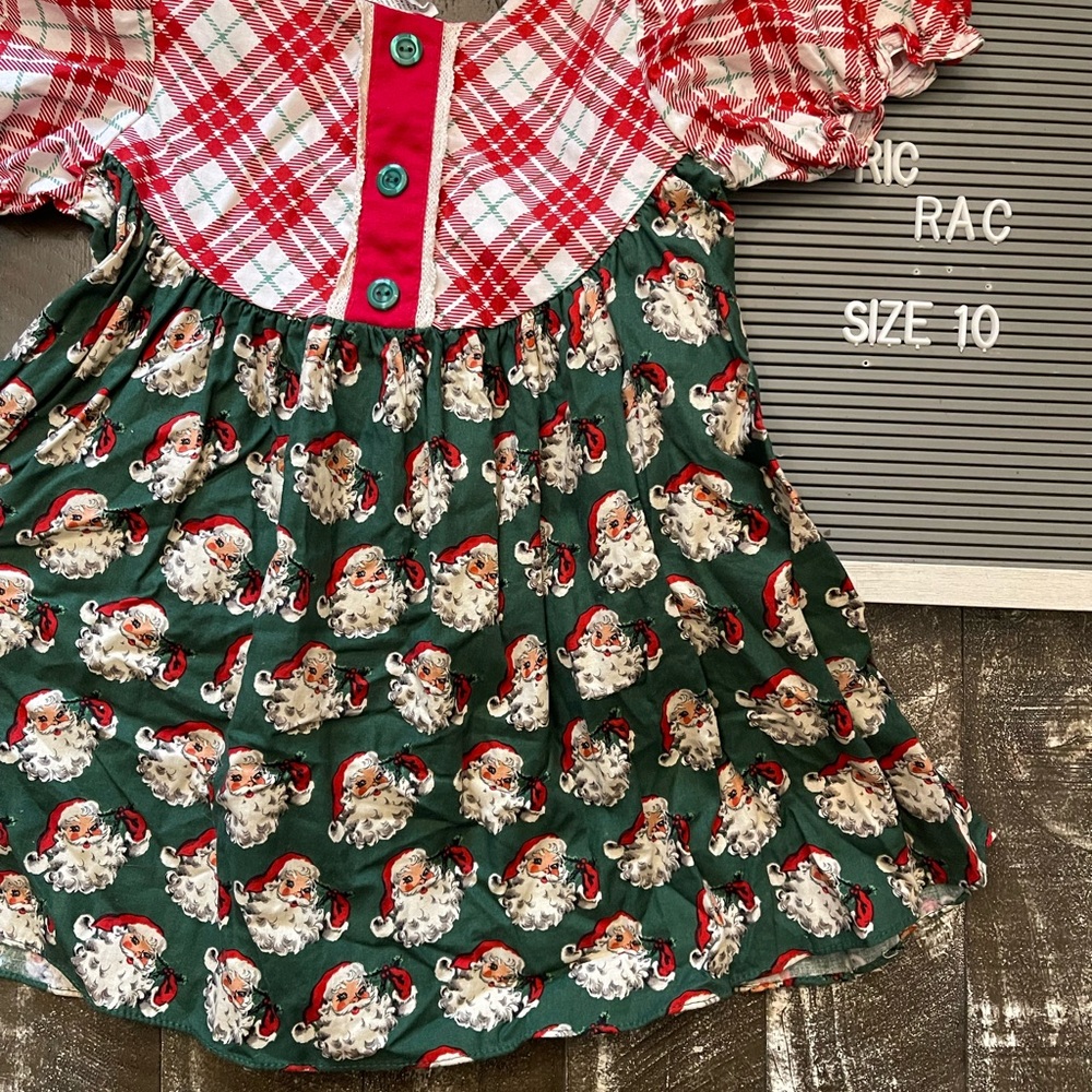 Ric rac and ruffles Plaid and Santa Print Kids Blouse